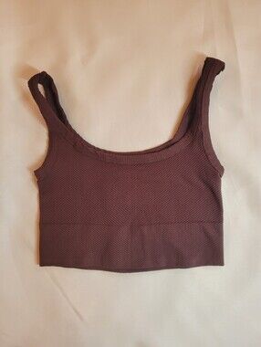 Amazing Lace Ribbed Square Neck Crop Tank - Deep Mauve Small